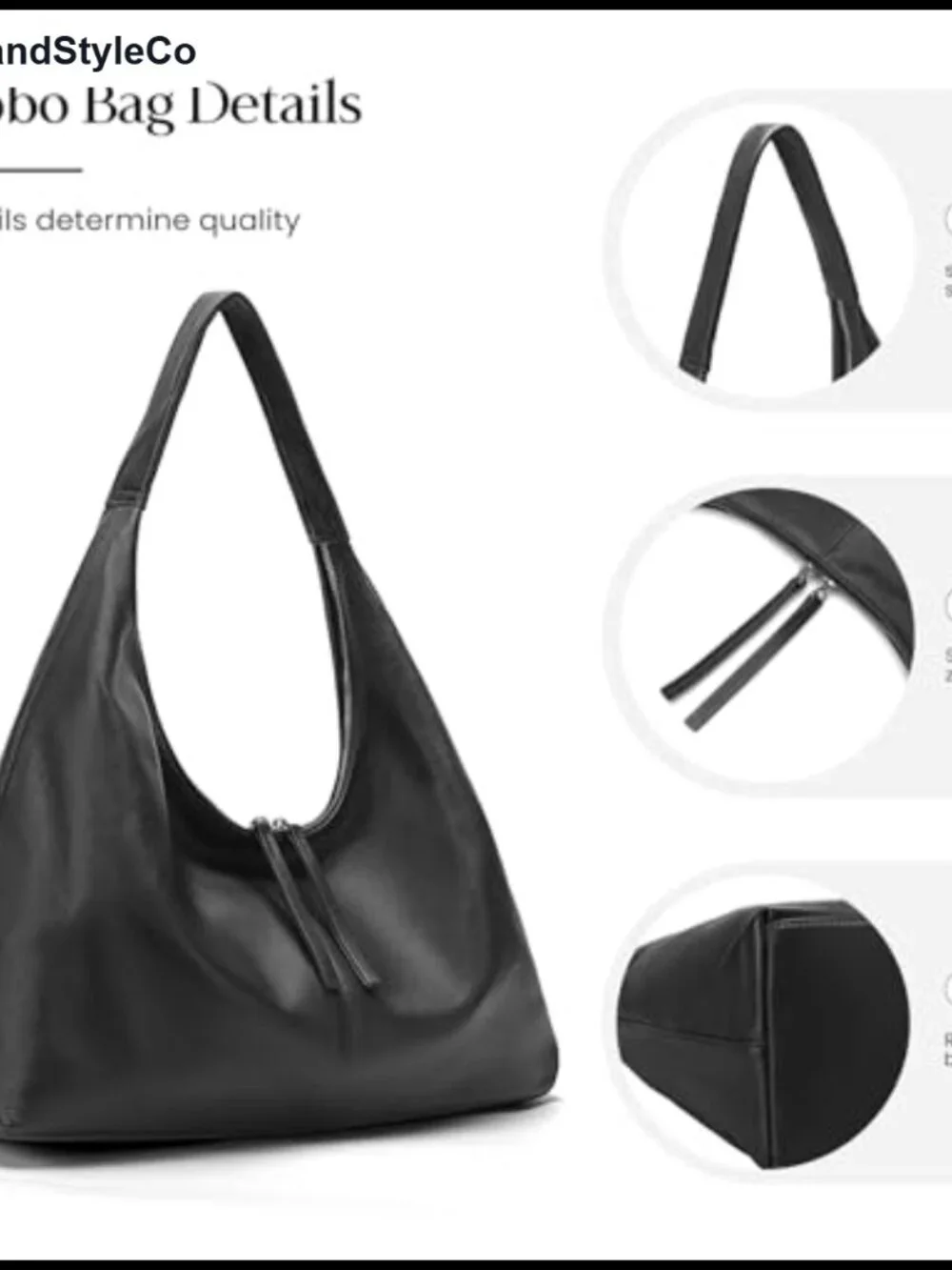 Full Grain Leather Slouchy Hobo Shoulder Bag for Women